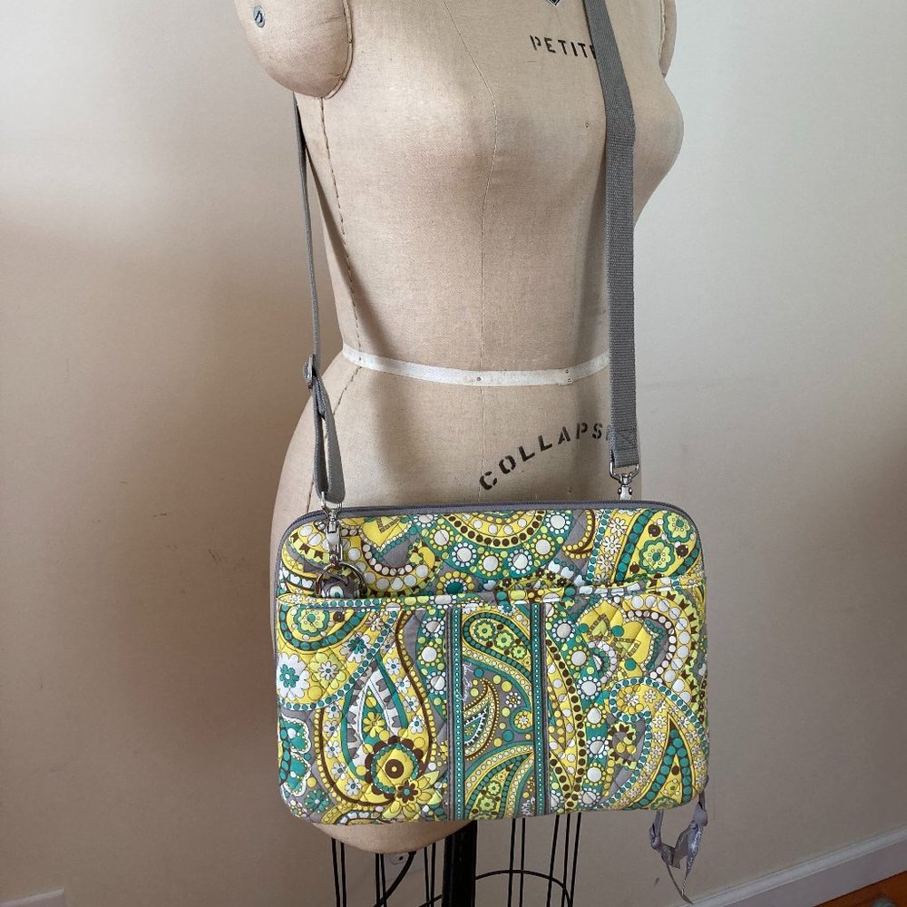 Vera Bradley Lemon Parfait Laptop Hard Sided Computer Bag Tablet Case Crossbody